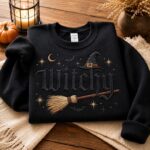 Embroidered Witchy Bat Sweatshirt