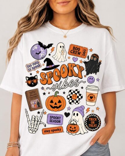 Spooky Vibes Ghost Pumpkin Shirt