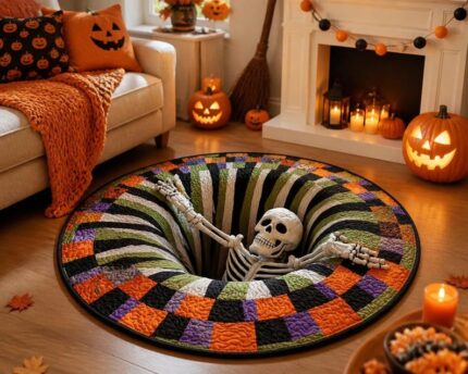 Pumpkin Vortex Round Rug